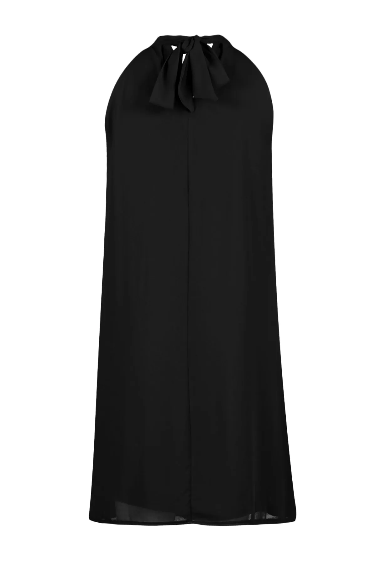 Trendyol Collection  Schwarzes, gerade geschnittenes Mini-Webkleid mit Neckholder und Neckholder TWOSS23EL01059