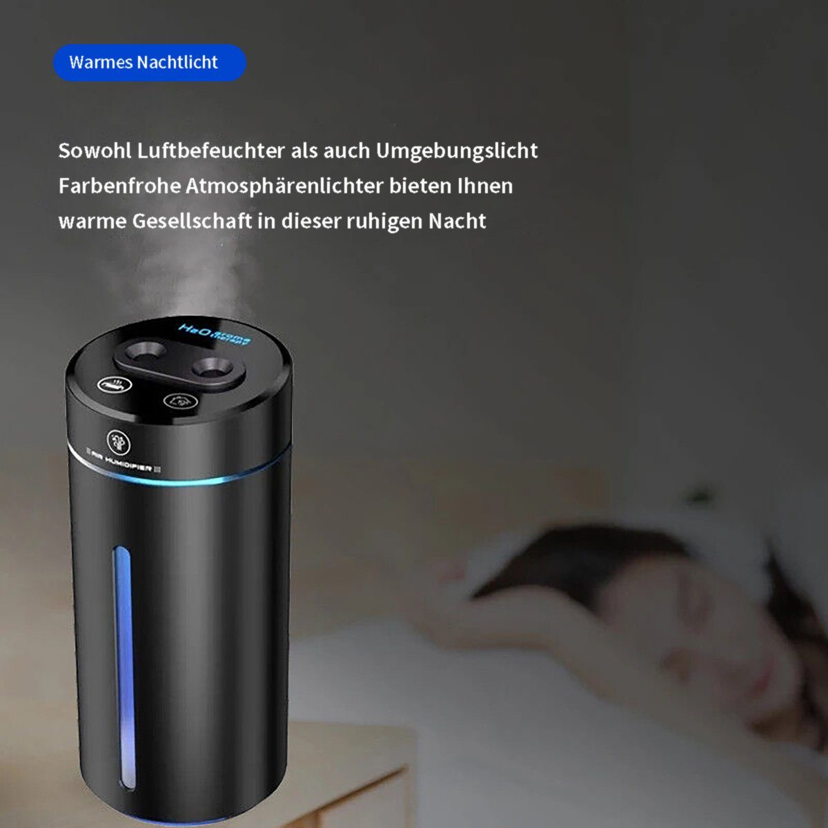 götäzer Luftbefeuchter Auto Intelligente Dual-Düsen-Luftbefeuchter Aromatherapie-Maschine, Elektrisch,kabellos und tragbar,frische Luft,buntes LED-Umgebungslicht