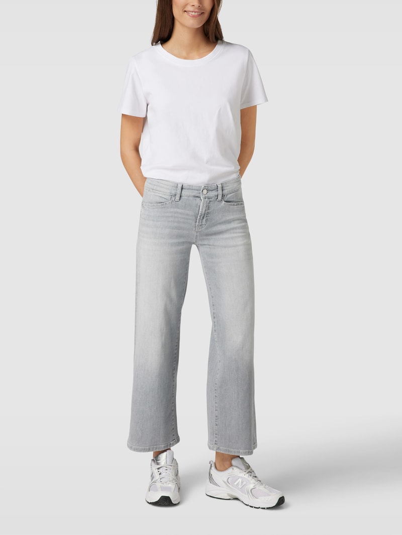 Straight Fit Jeans mit Label-Patch Modell 'CHRISTIE' in hellgrau