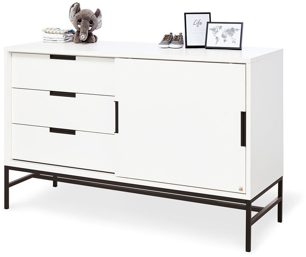 Pinolino® Babymöbel-Set Steel, (Spar-Set, 2-St., Kinderbett, Wickelkommode), extrabreit; mit Kinderbett und Wickelkommode; Made in Europe