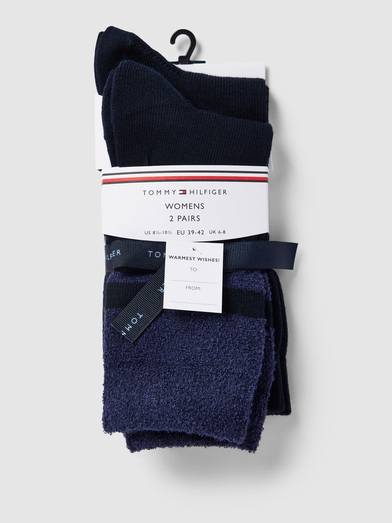 Socken mit Label-Stitching im 2er-Pack in marineblau