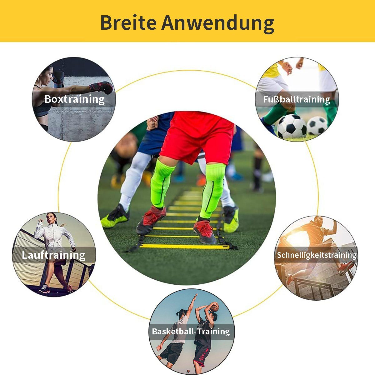 flowgoer Koordinationsleiter Leiter-Geschwindigkeits-Trainingsset, Trainingswiderstand, Kegelstapel, Fußball-Trainingsset mit Leiter, Widerstand und Kegelstapel