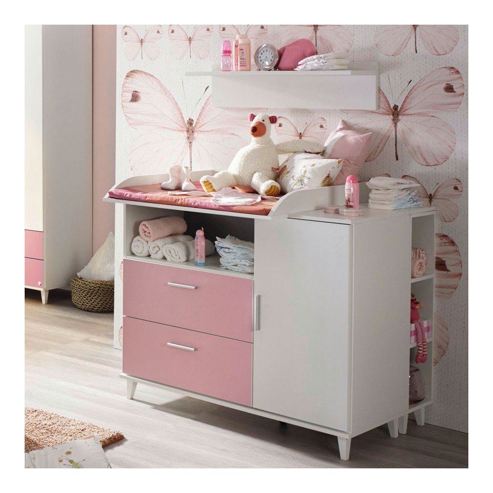 möbel-direkt.de Babyzimmer-Komplettset Aik, (Komplett Set, 7-St., Kleiderschrank, Babybett, Umbauseiten, Wickelkommode, Regale), Made in Germany, 