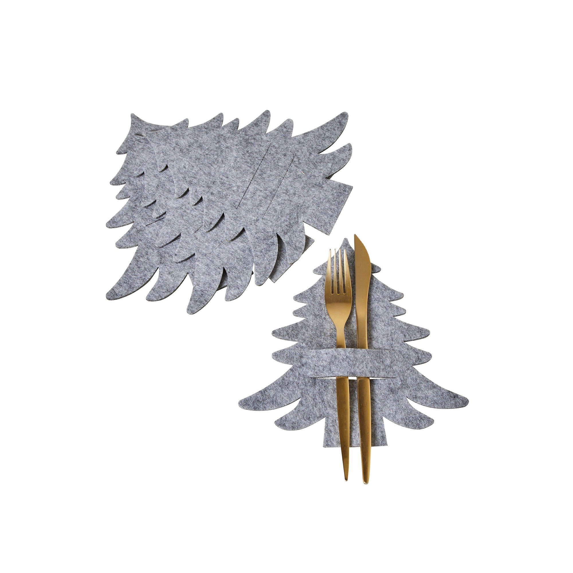 Lot de 4 porte-serviettes ou porte-couverts sapin feutrine