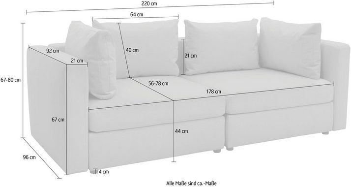 DOMO collection 2-Sitzer Solskin, Speziell für Outdoor, witterungsbeständig, incl. Schutzhülle