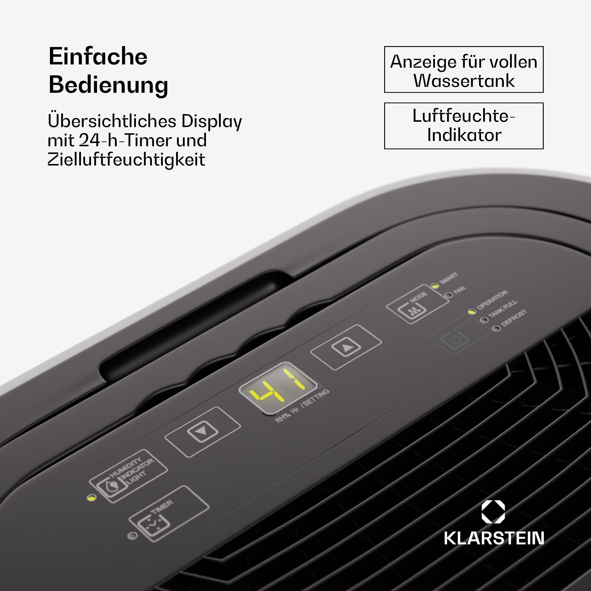 Klarstein Luftentfeuchter AeroDry 10 Luftentfeuchter, elektrisch 165W 10l/d 2,5 L Wasser Tank