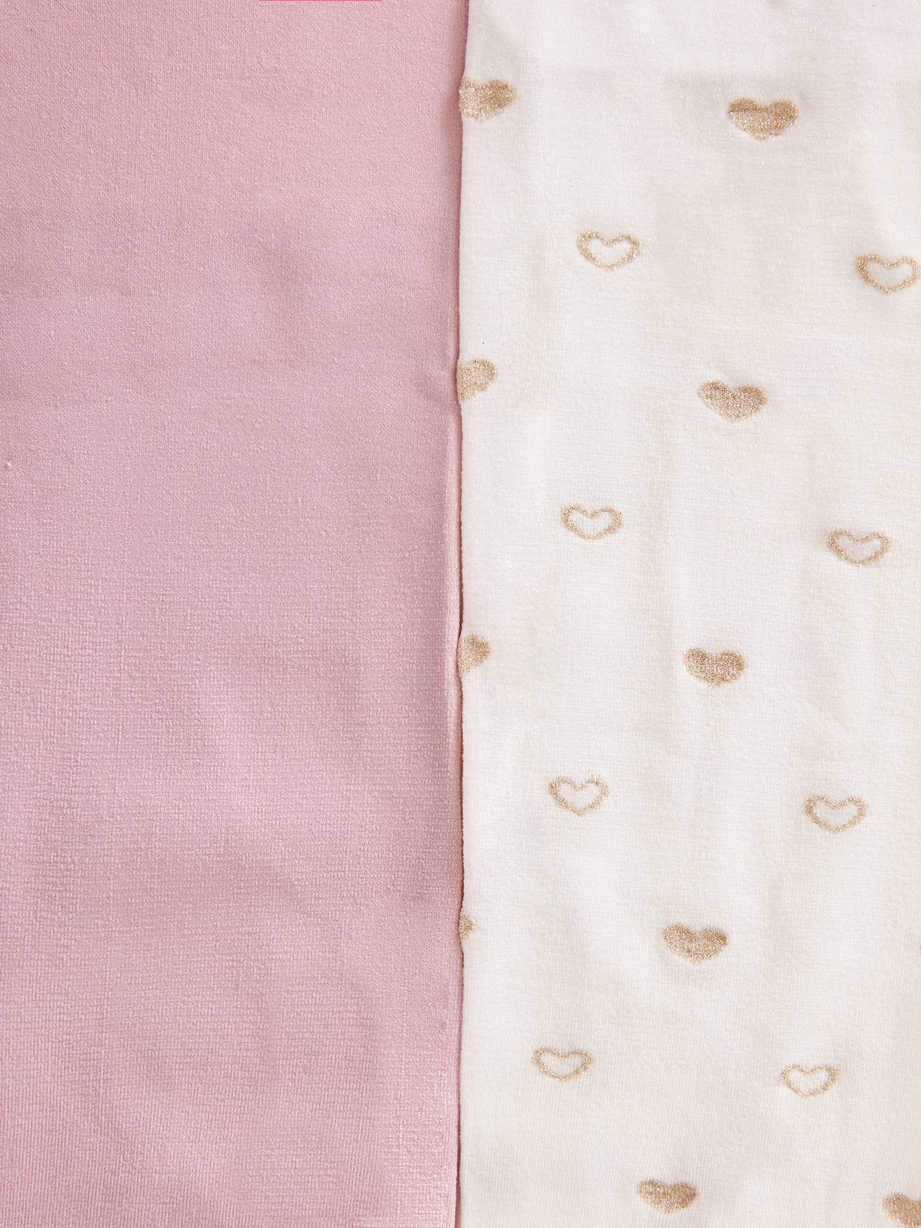 Lot de 2 paires de collants bébé en maille uni/coeurs vieux rose