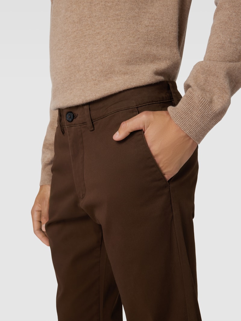 Slim Fit Stoffhose in unifarbenem Design Modell 'Miles' in dunkelbraun