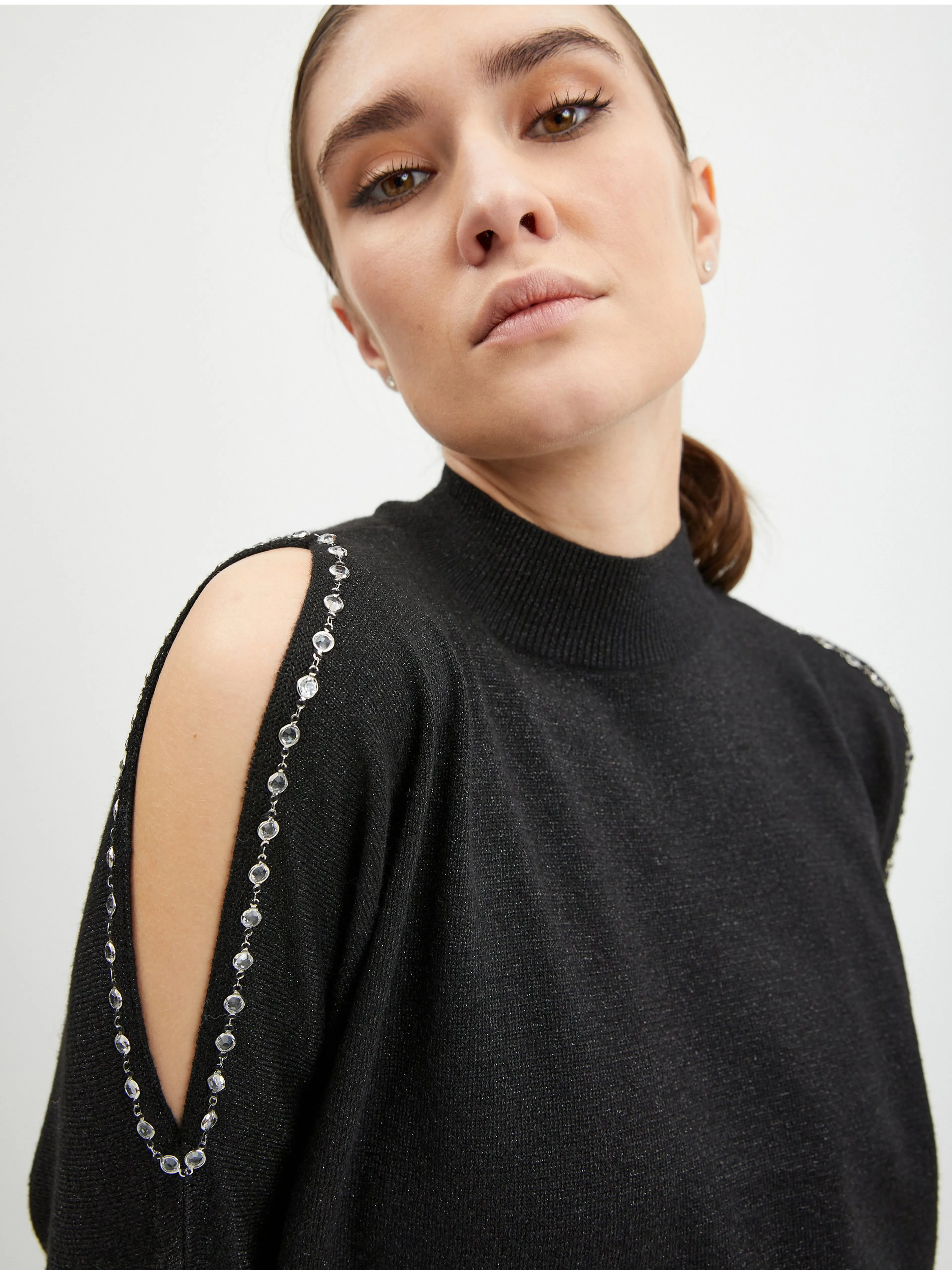 Schwarze Damen Strickjacke mit Ausschnitten ORSAY