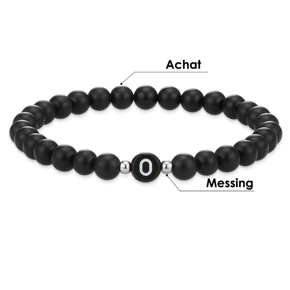 EASTSIDE Bracelet en pierres précieuses Lettres Agate en Noir Bracelet