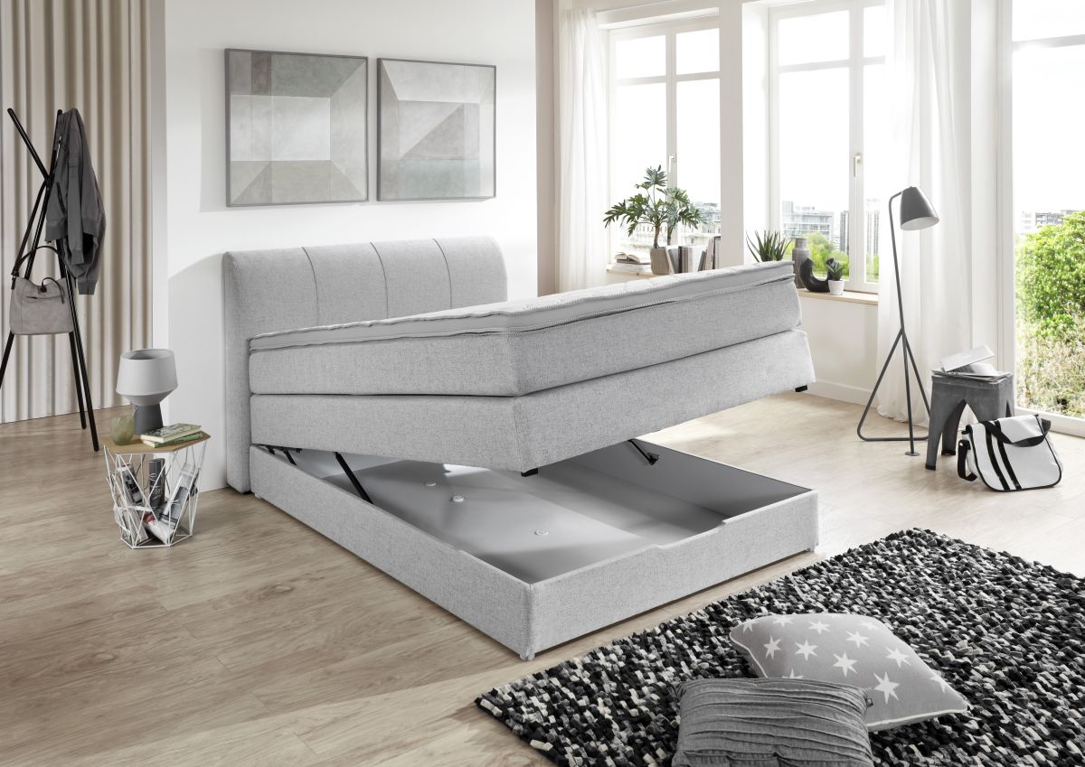 Sun Garden Boxspringbett Modesto mit Bettkasten Silber 100 x 200 cm