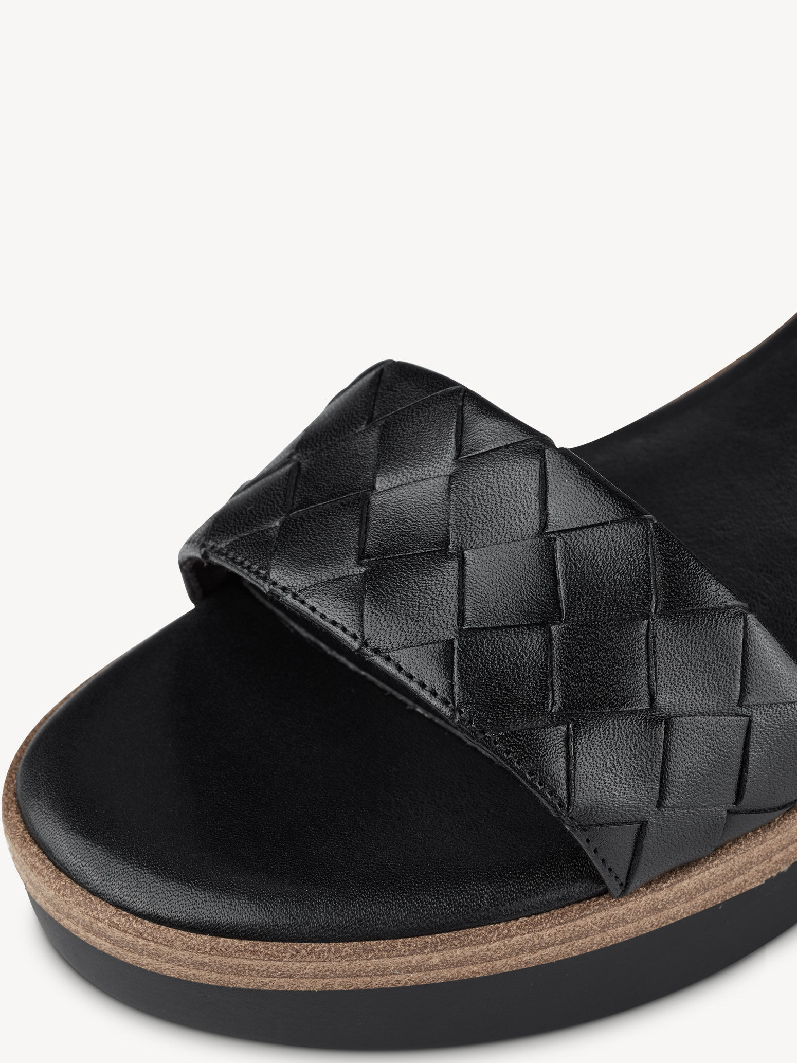 Sandale à talon en cuir - noir