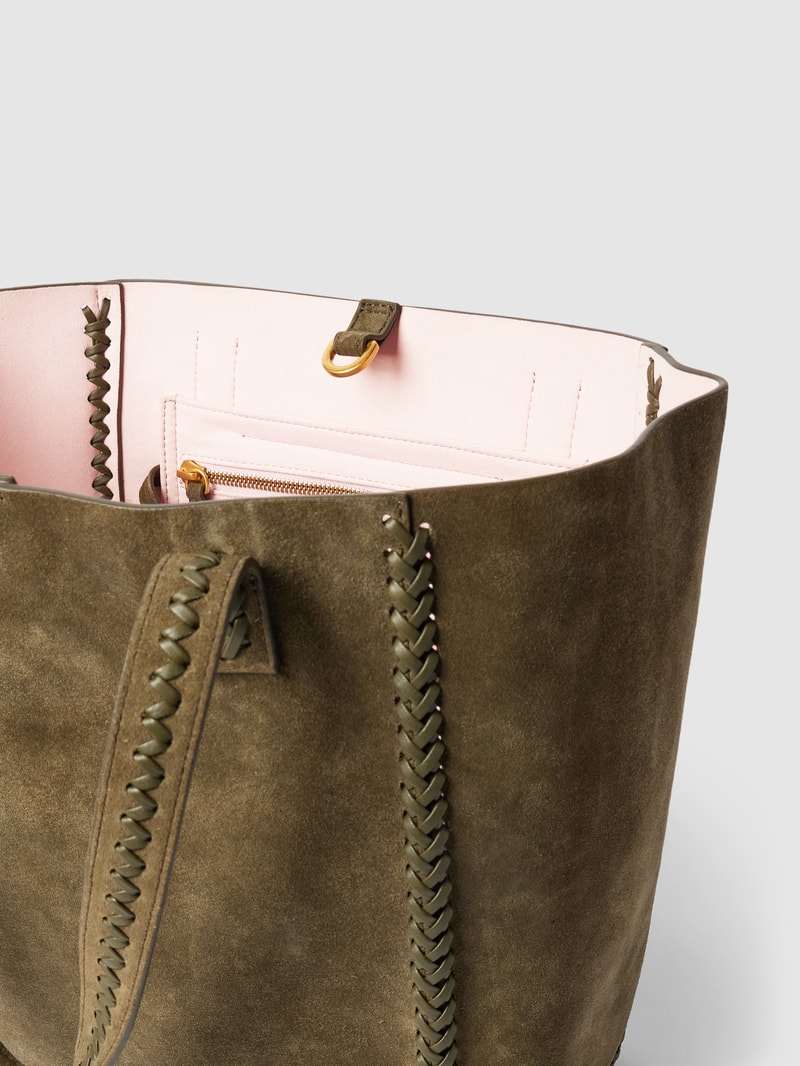 Shopper aus Leder Modell 'COSY LEATHER' in olivgrün