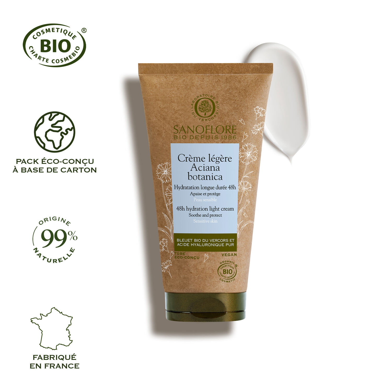 Sanoflore Crème Légère Aciana Botanica Soin Hydratant Intensif 50 ml