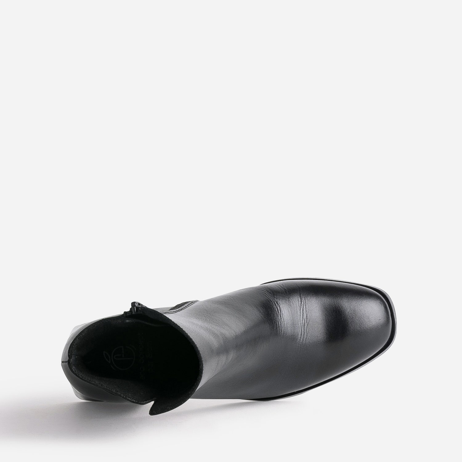 Boots noir en cuir éco-conçu avec anneau en D