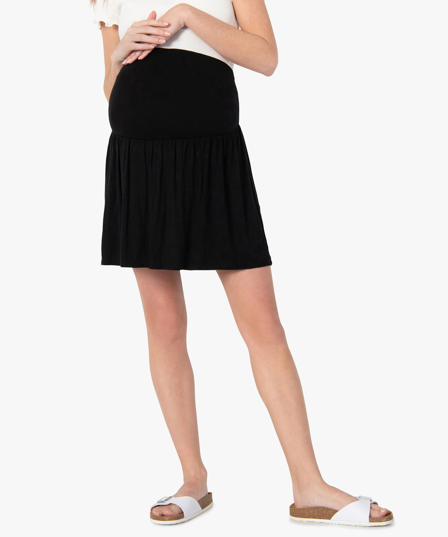 Jupe short de grossesse unie noir | GEMO