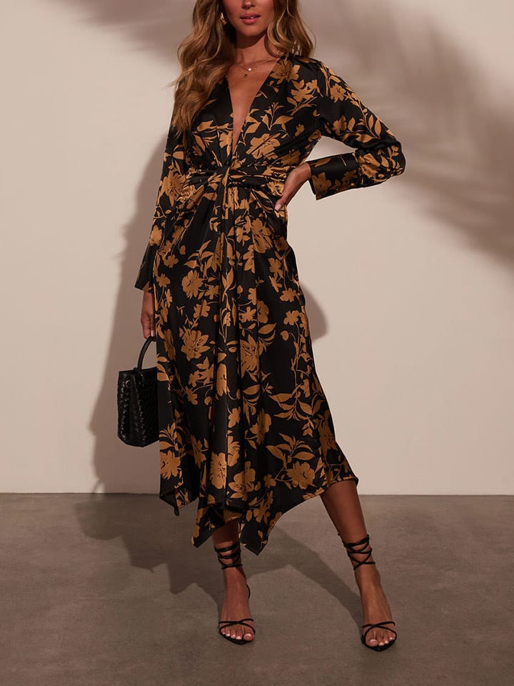 LA Angels Kleid in Schwarz/ Camel günstig kaufen