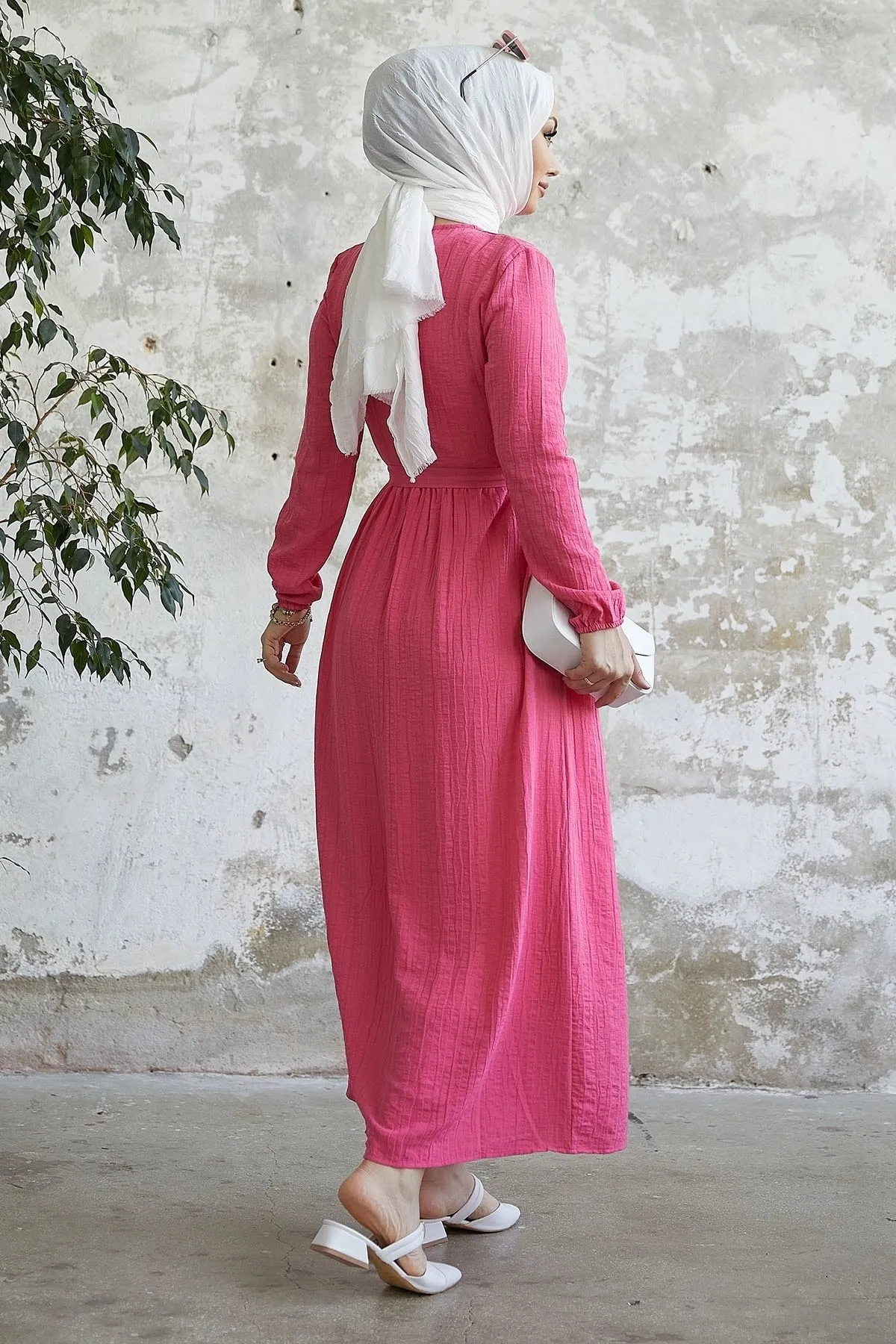 InStyle  Lemina-Kleid mit Gürtel – Fuchsia