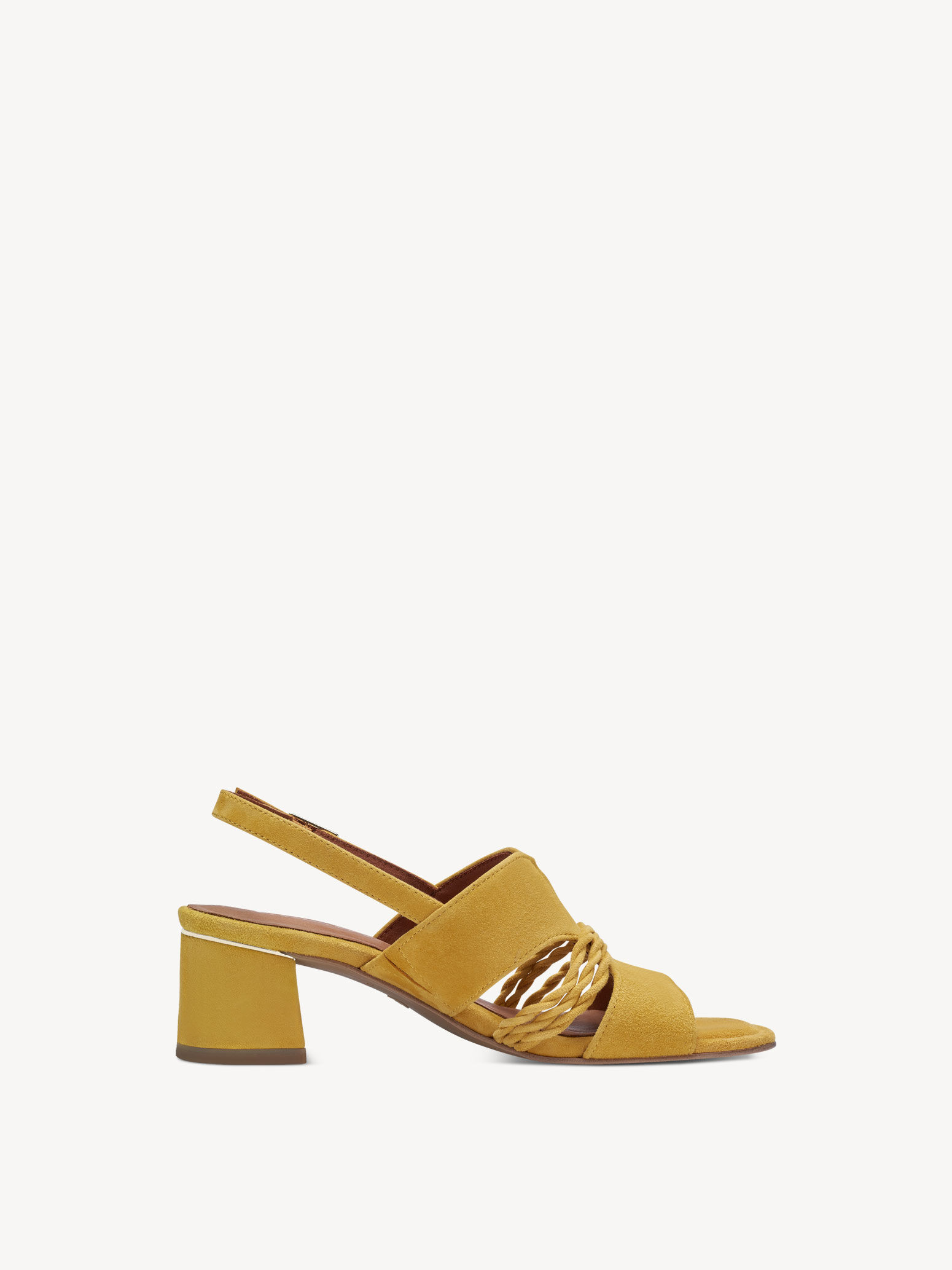 Sandale à talon en cuir - jaune
