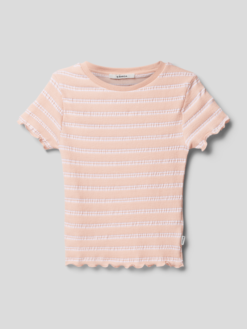 T-Shirt mit Streifenmuster Modell 'MARGIN' in apricot
