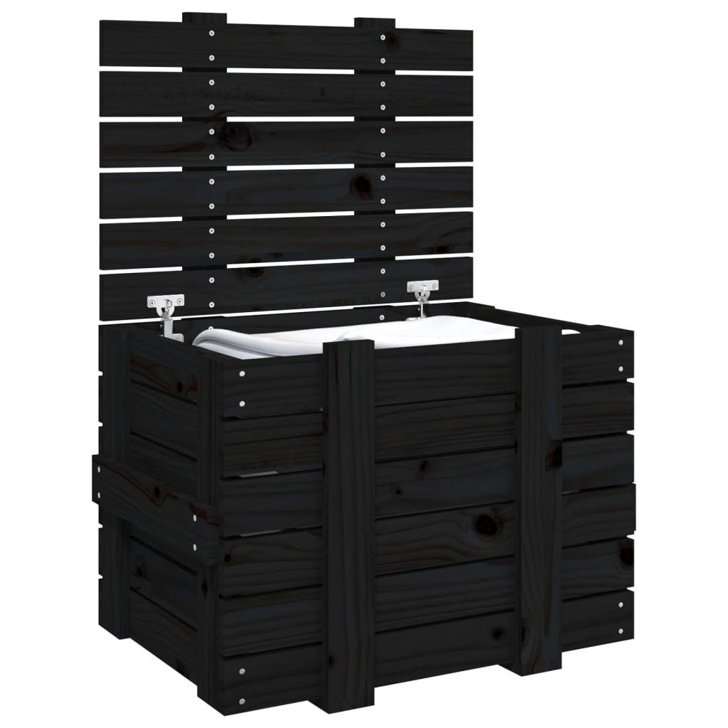 vidaXL Aufbewahrungsbox Truhe Schwarz 58x40,5x42 cm Massivholz Kiefer (1 St)