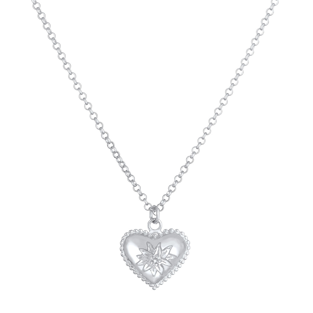 Elli Elli Collier Pendentif cœur pour femme Edelweiss Dirndl Look en argent sterling 9 Bijoux
