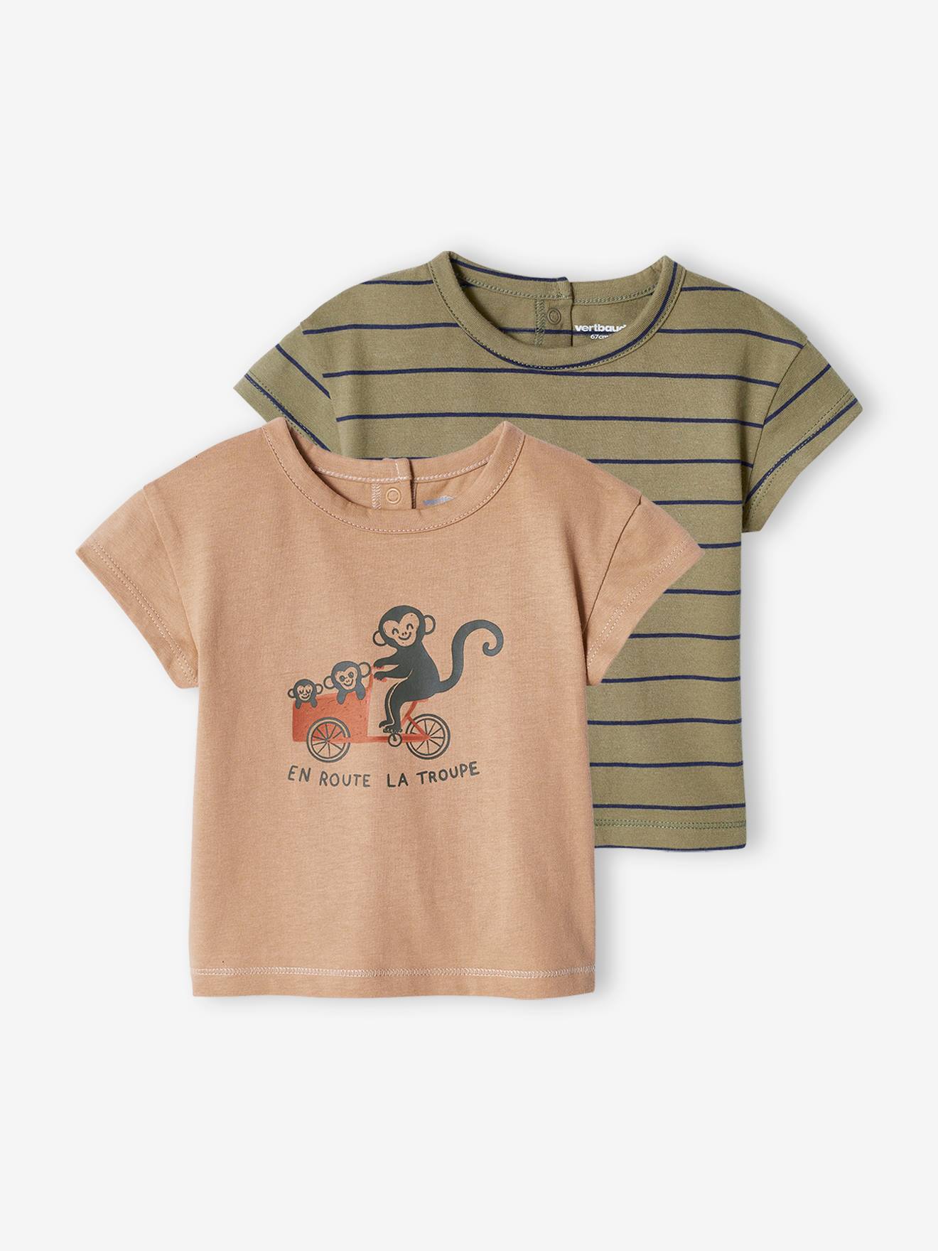 Lot de 2 T-shirts basics bébé manches courtes taupe