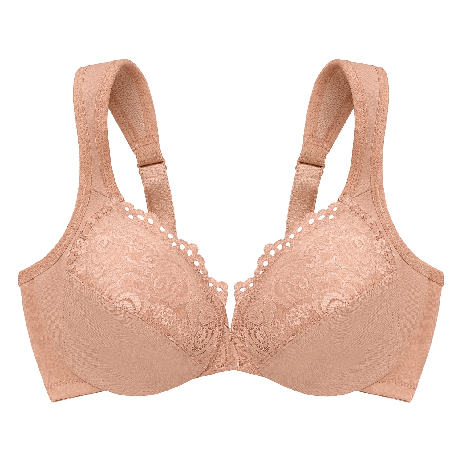 Tief geschnittener WonderWire-BH mit Spitze - Cappuccino