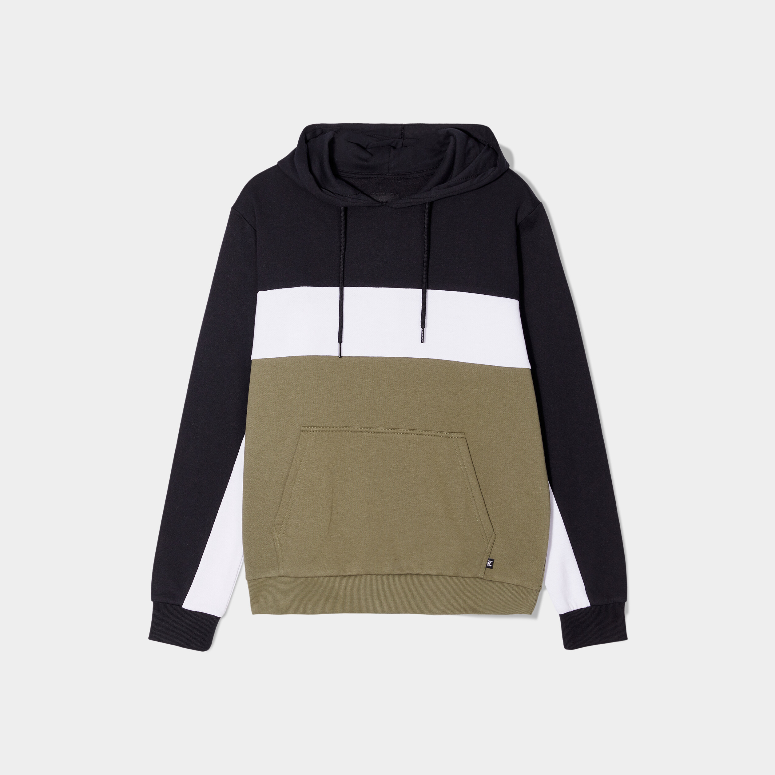 Sweat à capuche hoodie 1 poche vert kaki homme | La Halle