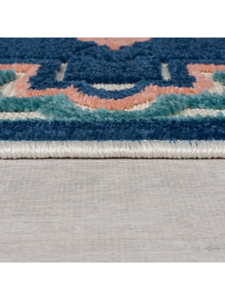 KADIMA DESIGN Superweicher Floral Outdoor-Teppich in Blau günstig kaufen