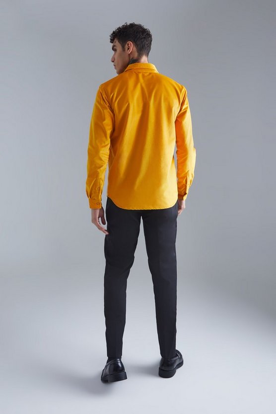 Langärmliges Velour-Hemd