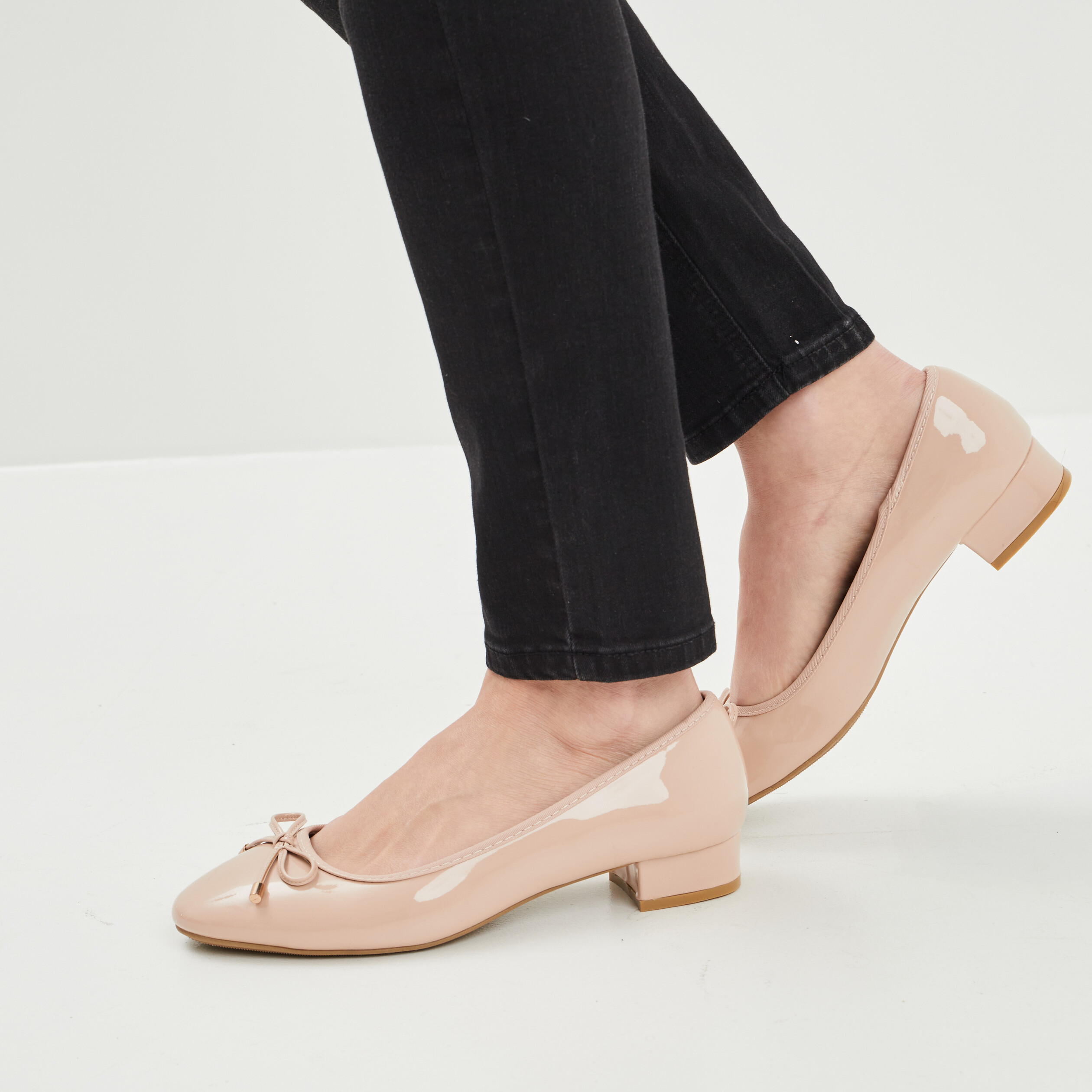 Ballerines à talons vernies rose femme | La Halle