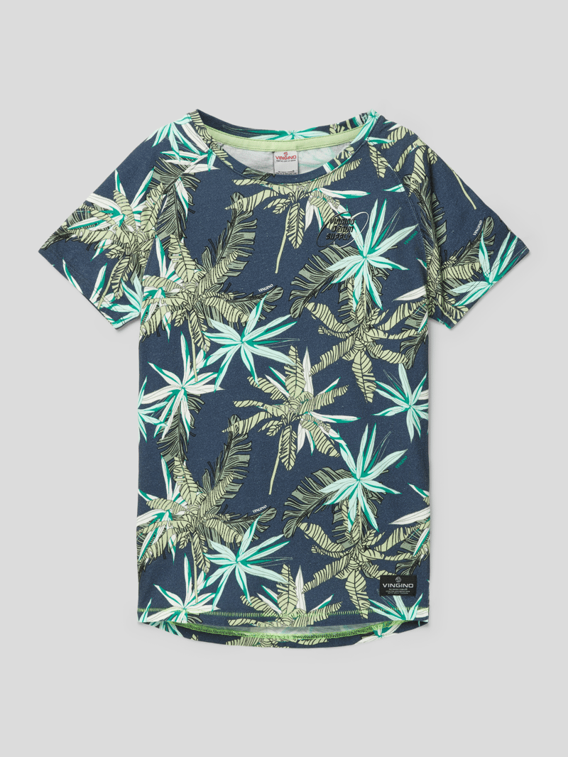 T-Shirt mit Label-Detail Modell 'JEAL' in grün
