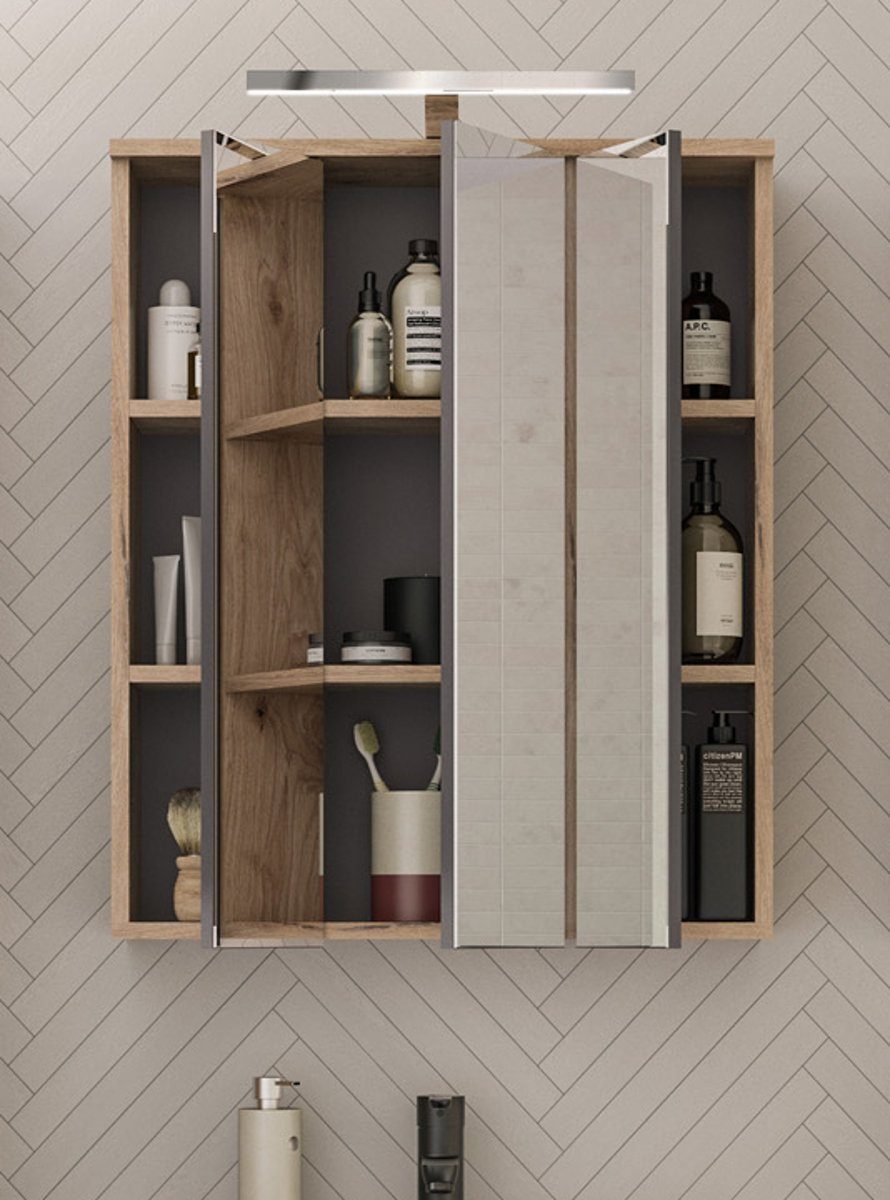 xonox.home Badmöbel-Set Mason, (Set 5-teilig, grau und Eiche), mit Soft-Close