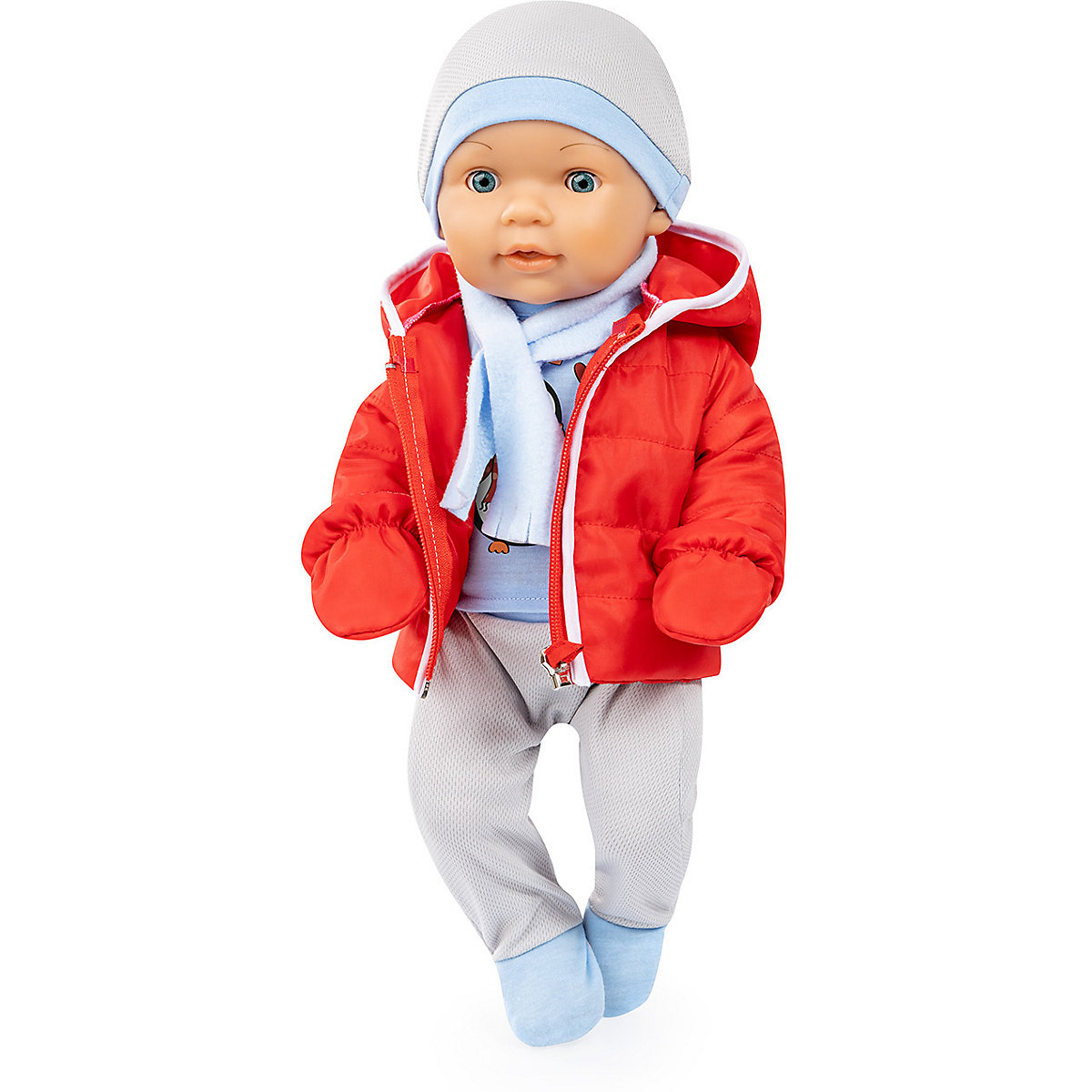 Puppenkleidung 38-42 cm, mehrteilig blau/rot