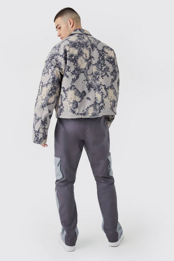 Tall kastige Camouflage Harrington-Jacke