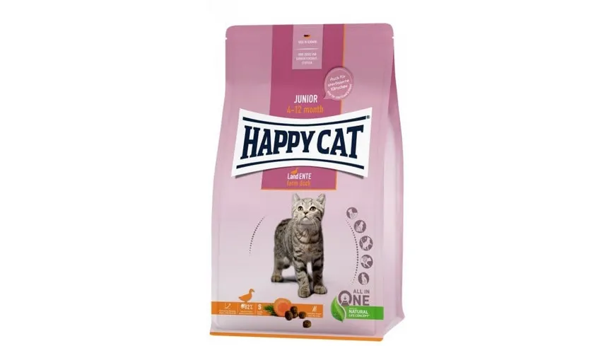 Happy Cat Katzentrockenfutter Young Junior Land Ente 1,3kg 1.3 kg