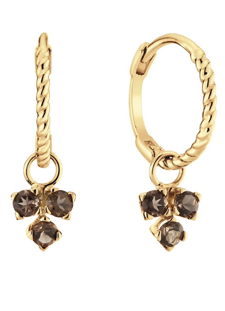 Jackie 14K Gold Triangle Smoky Quartz hoop earrings made of 14-karat yellow gold