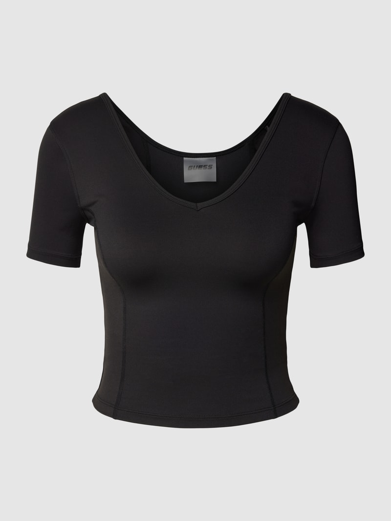 Cropped T-Shirt mit Steppnähten Modell 'BIRGIT ACTIVE CROP TOP' in schwarz