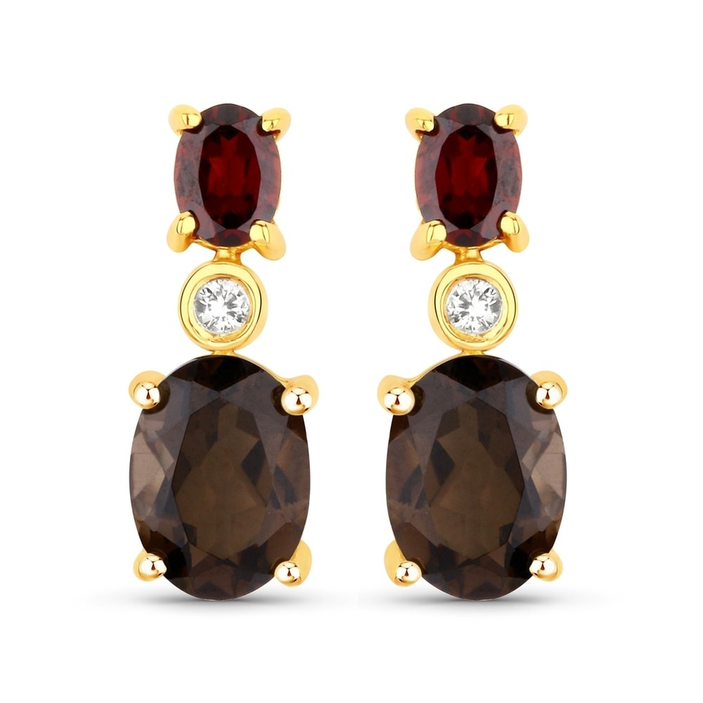 Rafaela Donata Boucles doreilles Argent sterling Quartz fumé en Or jaune Bijoux