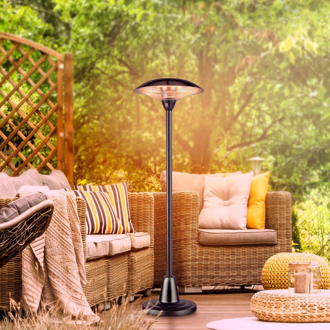 JUST LIGHT Standheizstrahler GLOW, 1500W/3000W, inkl. Wippschalter, IP34, Outdoor