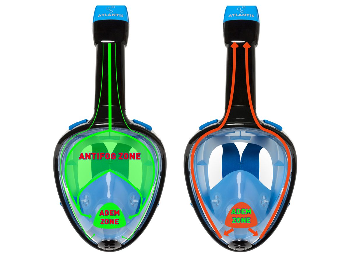 Atlantis Full Face Black L/XL Erwachsene Schnorchelmaske