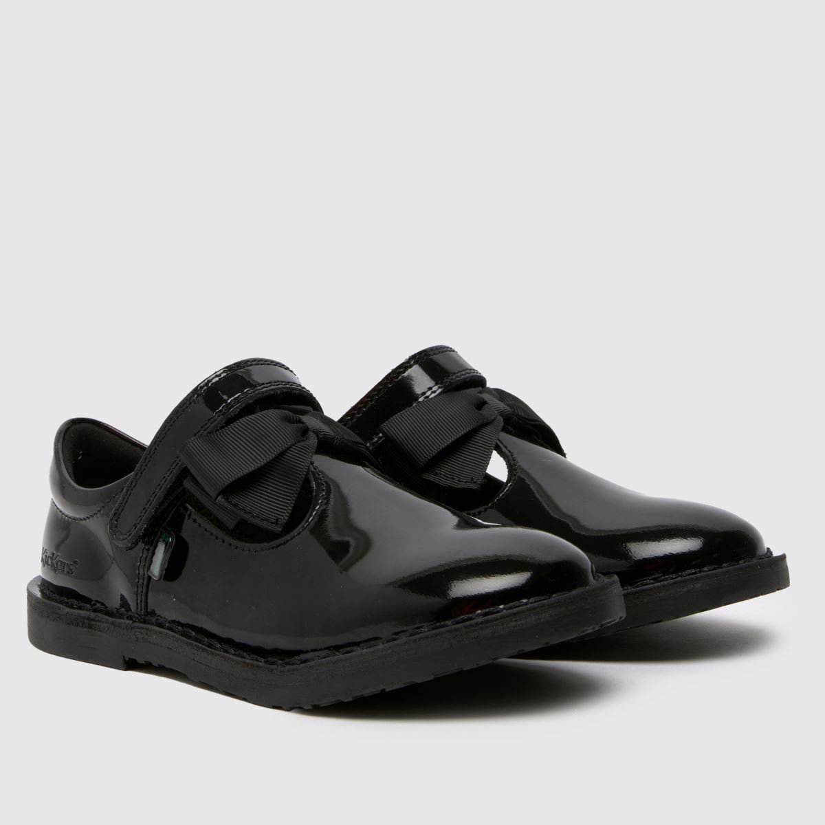 Kickers svarta adlar t-bar rosett flickor junior skor