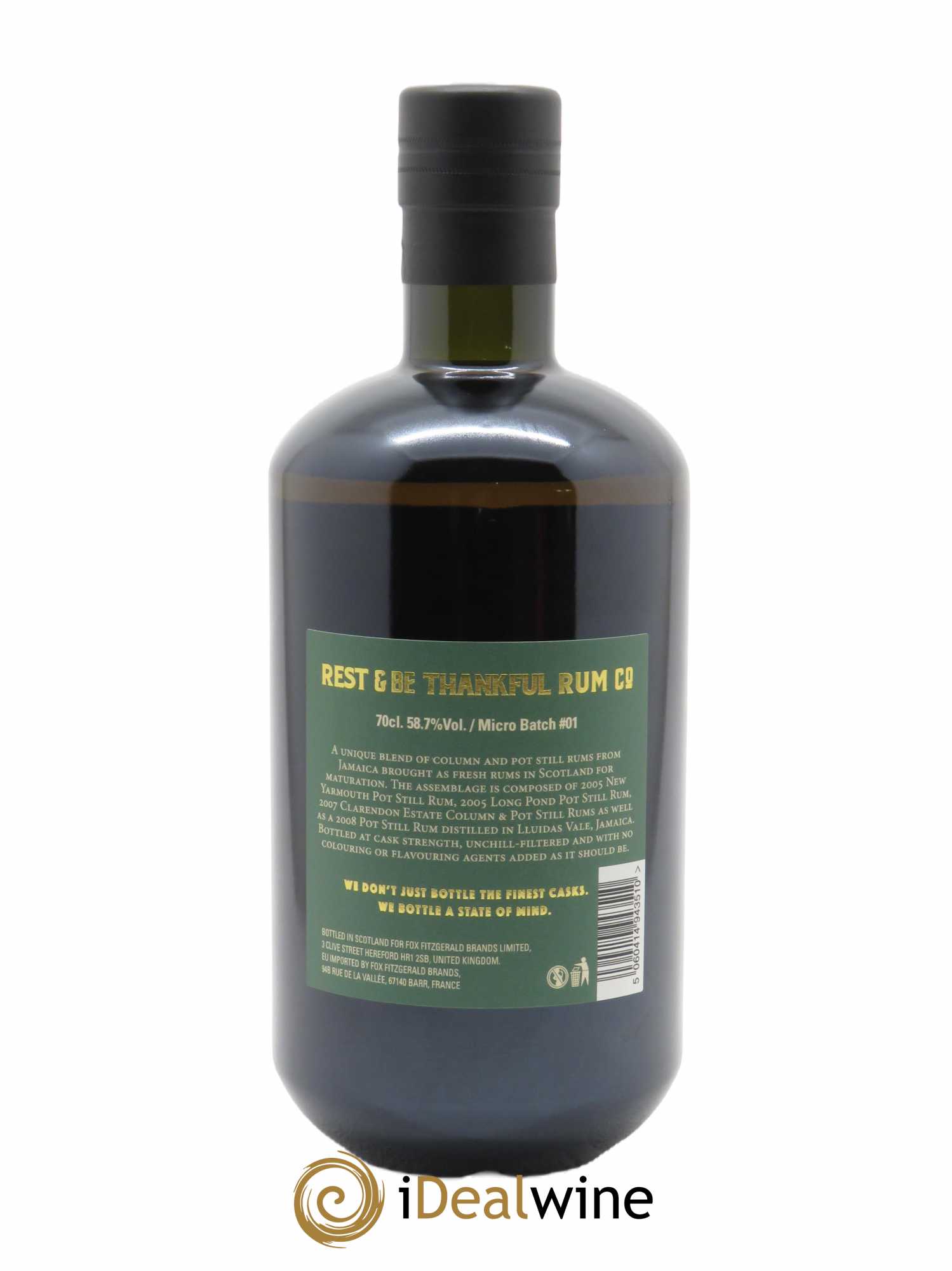 Rhum 13 ans Micro Batch Jamaican Rum Rest & Be thankful (70cl)  - Lot de 1 Bouteille