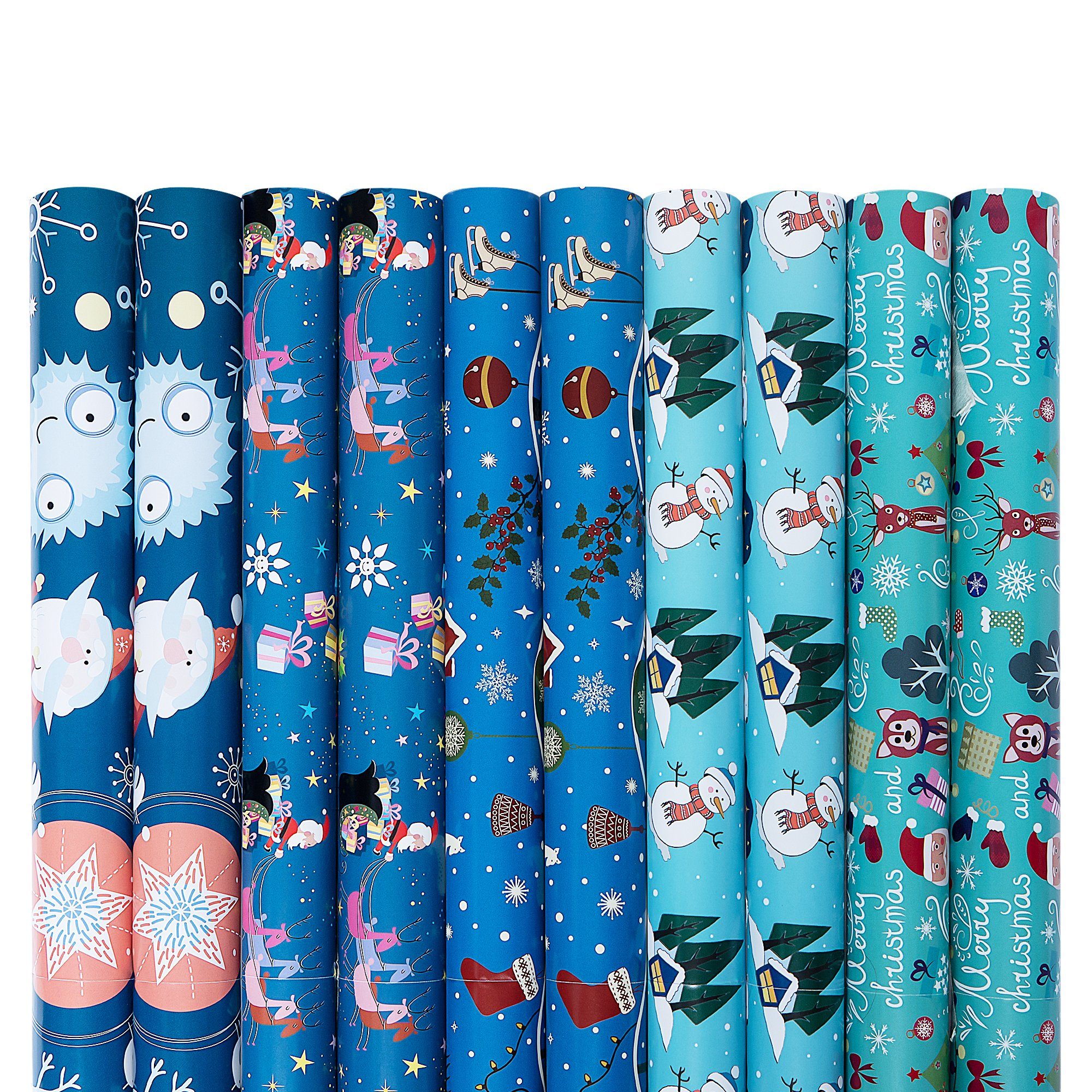 Homewit Geschenkpapier 10 Rollen Verpackungspapier, für Geburtstag, Urlaub, Babyparty, Ostern, Weihnachten Geschenkpapier