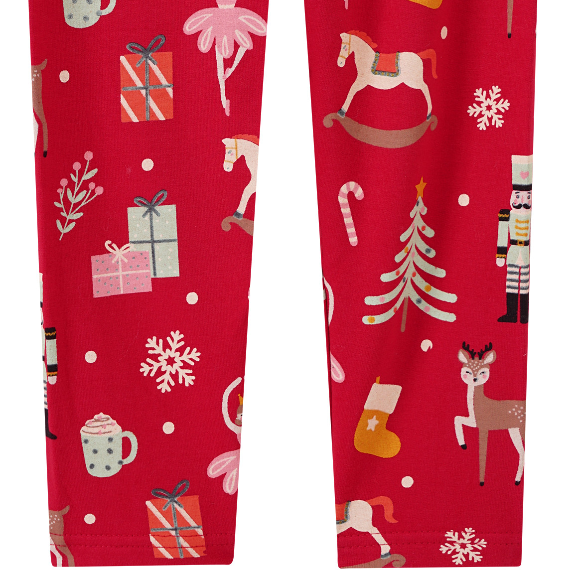 Mädchen Weihnachtsleggings mit bunten Motiven rot