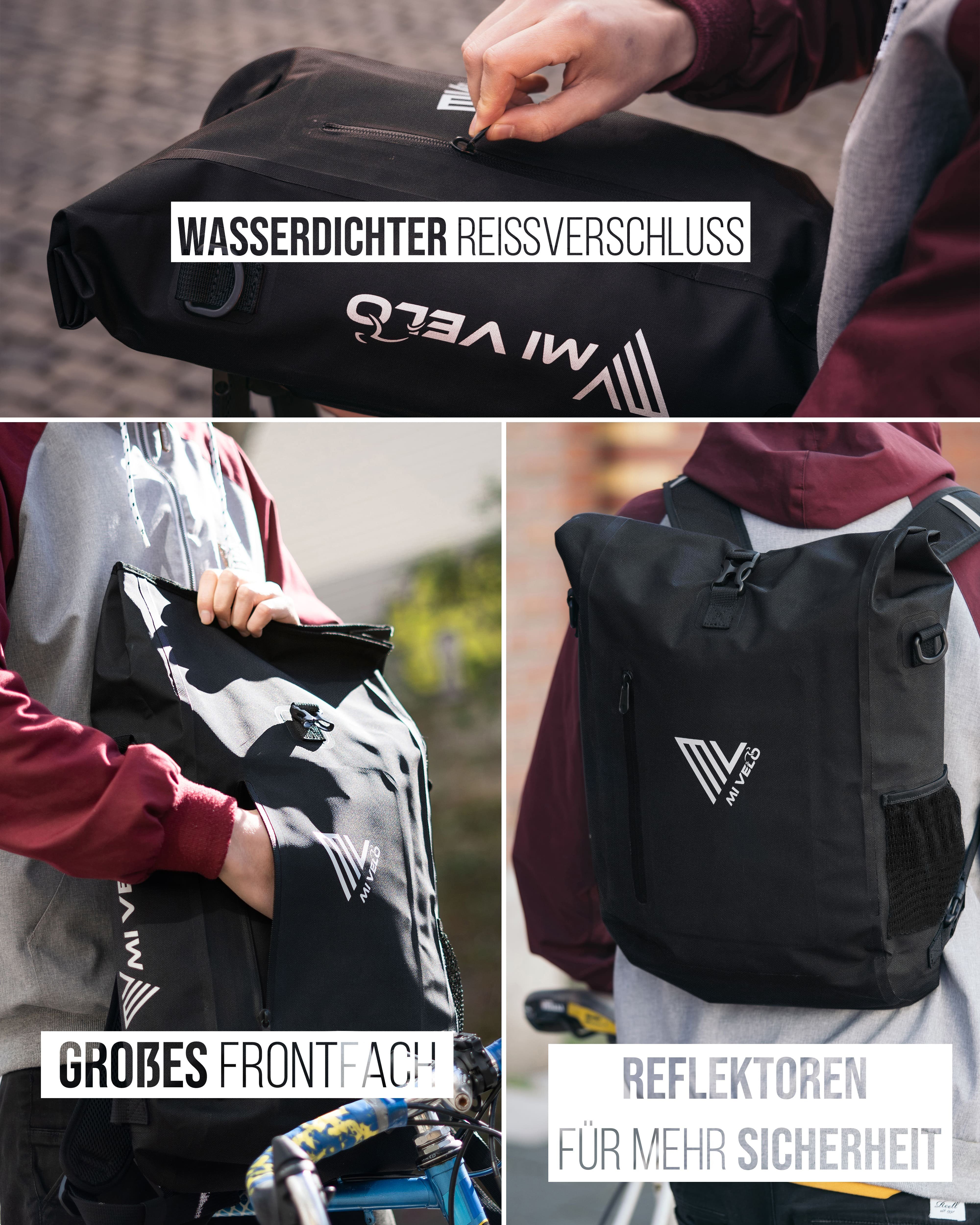 MIVELO Fahrradtasche 3in1 Gepäckträgertasche, Rucksack für Fahrrad Gepäckträger wasserdicht