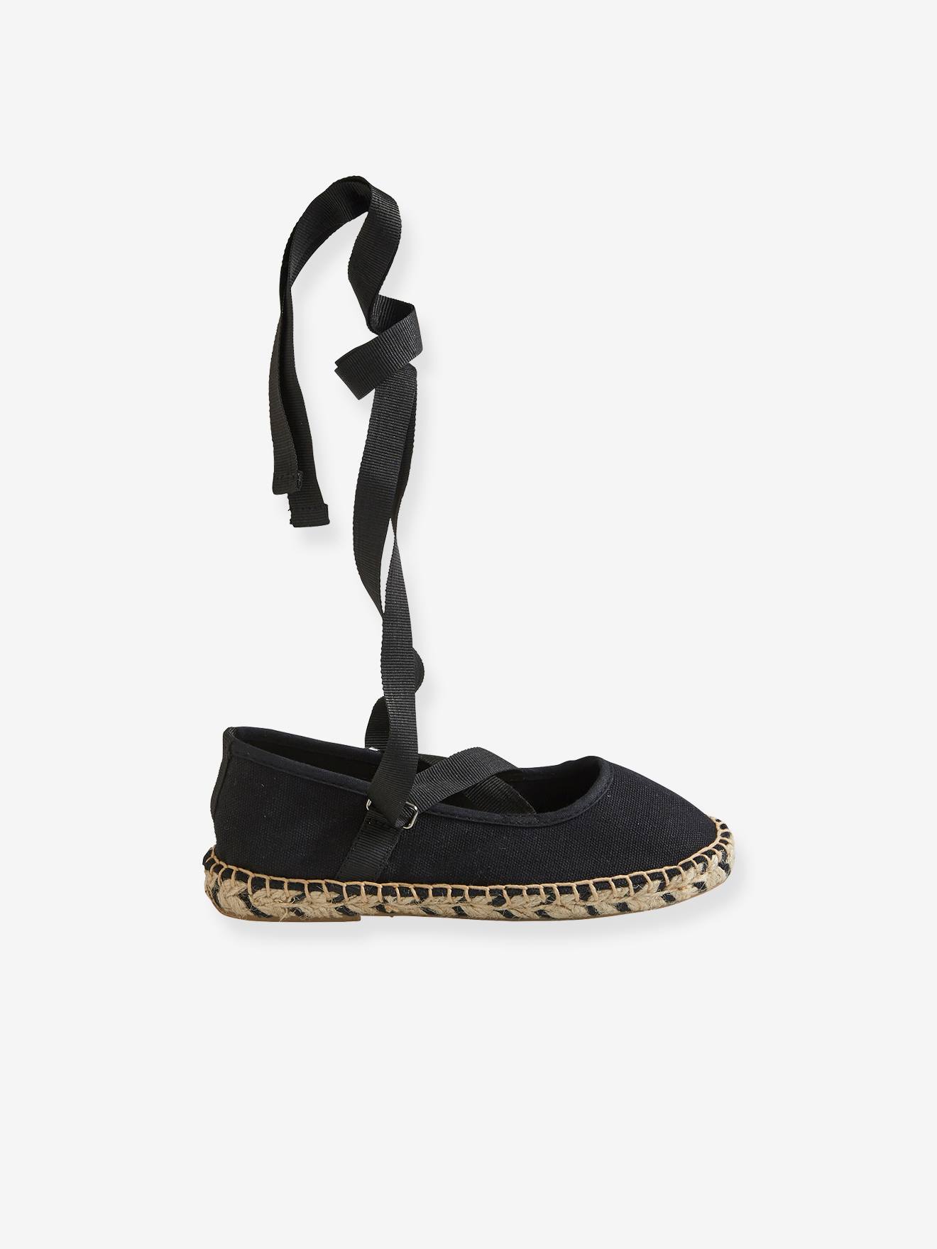 Vertbaudet Mädchen Espadrilles mit Bindebändern - schwarz