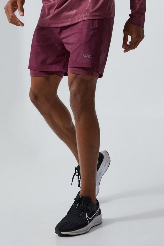 Man Active 2-in-1 Shorts mit Camouflage-Print