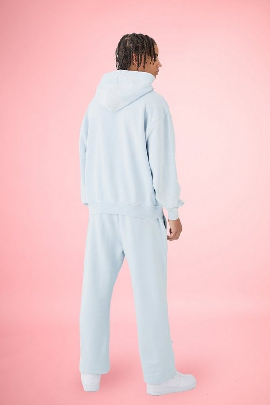 Oversized Acid Wash Denim Stars Applique Tracksuit